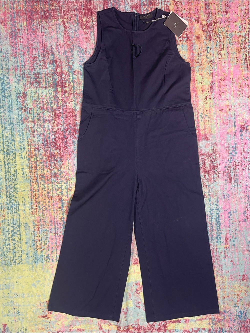 Lazy Oaf Navy Sleeveless One-Piece Jumpsuit with Heart Cutout